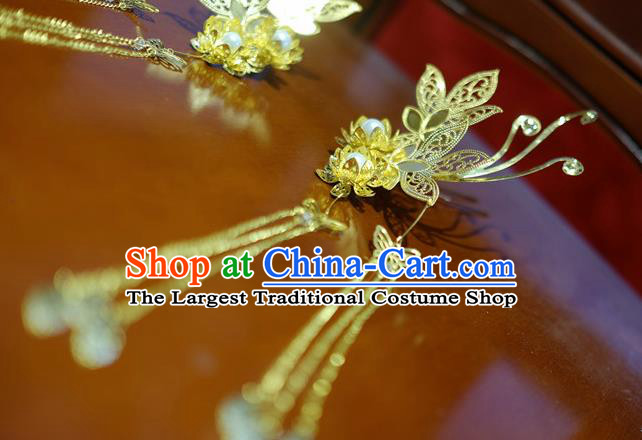 Chinese Traditional Ancient Court Queen Flowers Hairpins Classical Hanfu Hair Accessories for Women