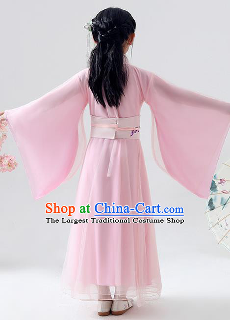 Chinese Traditional Jin Dynasty Girls Pink Hanfu Dress Ancient Peri Princess Costume for Kids