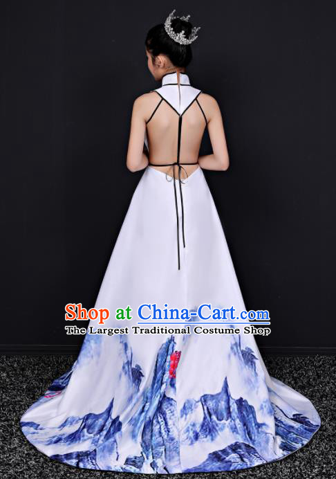 Top Grade Children Day Dance Performance Printing Qipao Dress Kindergarten Girl Stage Show Costume for Kids