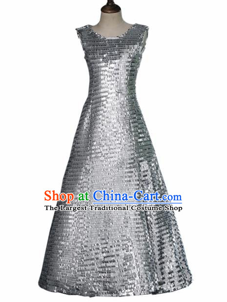 Top Grade Children Day Dance Performance Argent Dress Kindergarten Girl Cosplay Queen Stage Show Costume for Kids