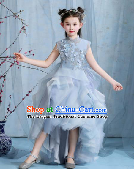 Top Grade Christmas Day Dance Performance Lilac Veil Full Dress Kindergarten Girl Stage Show Costume for Kids