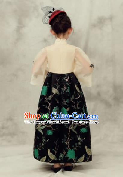 Chinese New Year Performance Black Dress National Kindergarten Girls Dance Stage Show Costume for Kids