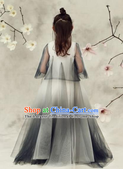 Chinese New Year Performance Black Veil Qipao Dress National Kindergarten Girls Dance Stage Show Costume for Kids