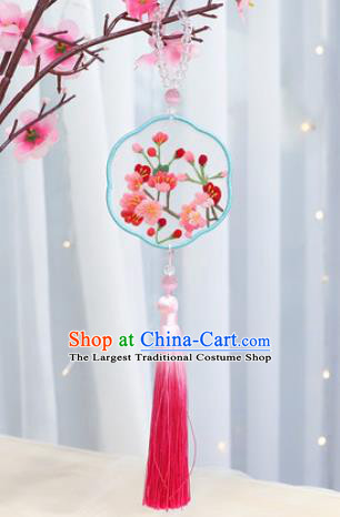 Traditional Chinese Handmade Embroidery Plum Blossom Hazelin Pendant Embroidered Amulet Accessories