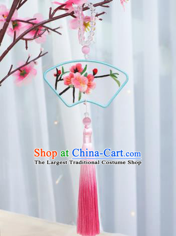 Traditional Chinese Handmade Embroidery Plum Blossom Sector Hazelin Pendant Embroidered Amulet Accessories
