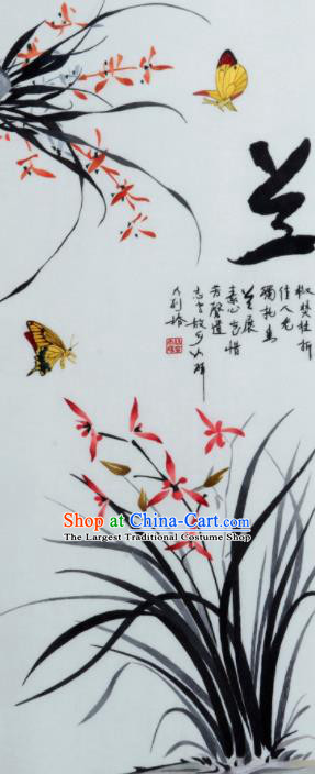 Traditional Chinese Handmade Suzhou Embroidery Plum Orchid Bamboo Chrysanthemum Wall Picture Embroidered Scroll Embroidery Craft
