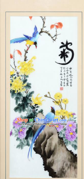 Traditional Chinese Handmade Suzhou Embroidery Plum Orchid Bamboo Chrysanthemum Wall Picture Embroidered Scroll Embroidery Craft