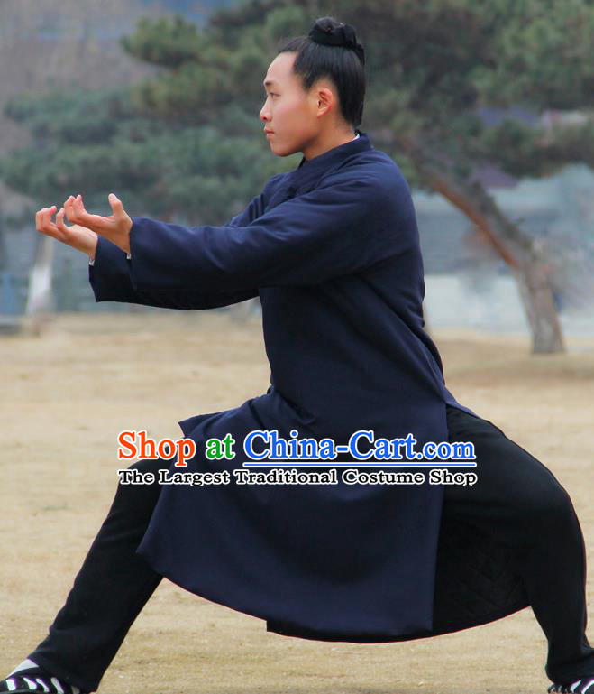 Chinese Traditional Martial Arts Winter Navy Priest Frock Kung Fu Taoist Priest Tai Chi Costume for Men