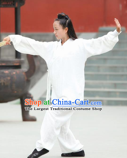 Chinese Traditional Wudang Martial Arts White Outfits Kung Fu Taoist Priest Tai Chi Costume for Women