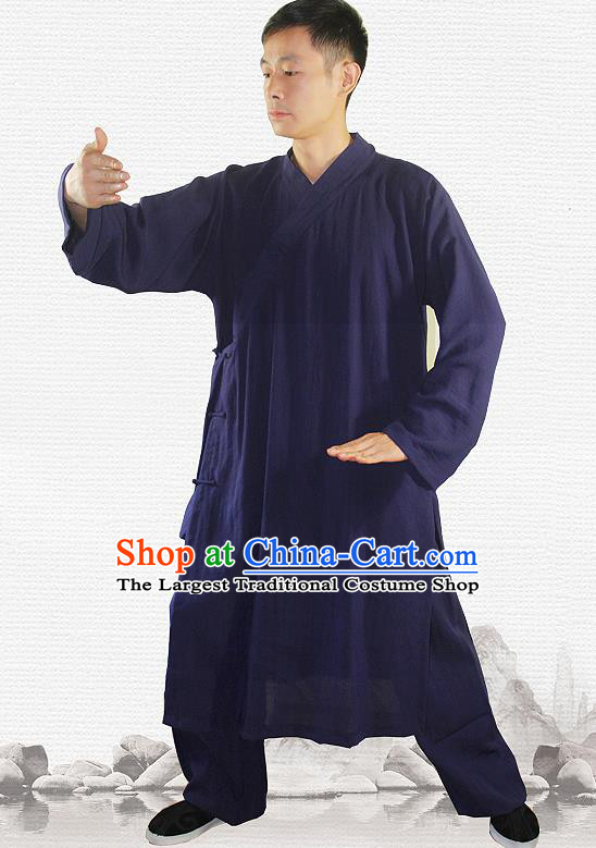 Traditional Chinese Martial Arts Navy Outfits Kung Fu Wudang Taoist Priest Tai Chi Costume for Men
