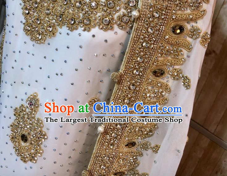 South Asia Pakistan Islam Bride Muslim White Dress Traditional Pakistani Court Hui Nationality Wedding Costumes for Women