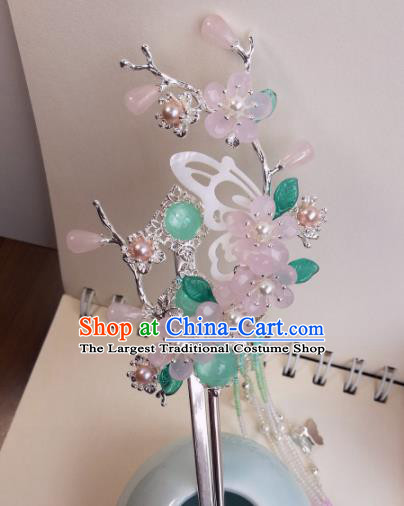 Traditional Chinese Classical Plum Butterfly Tassel Hairpins Ancient Hanfu Hair Accessories for Women