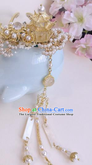 Traditional Chinese Classical Golden Pine Tassel Hairpins Ancient Hanfu Hair Accessories for Women