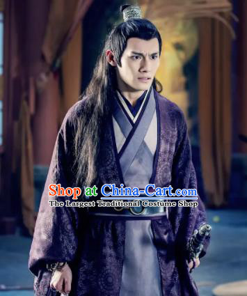 The Untamed Ancient Chinese Nobility Childe Swordsman Jiang Cheng Purple Costumes for Men