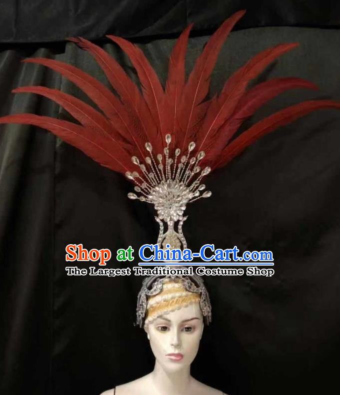Top Halloween Red Feather Headwear Brazilian Carnival Samba Dance Hair Accessories for Women