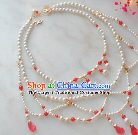 Traditional Chinese Hanfu Pearls Necklace Ancient Princess Jewelry Accessories for Women