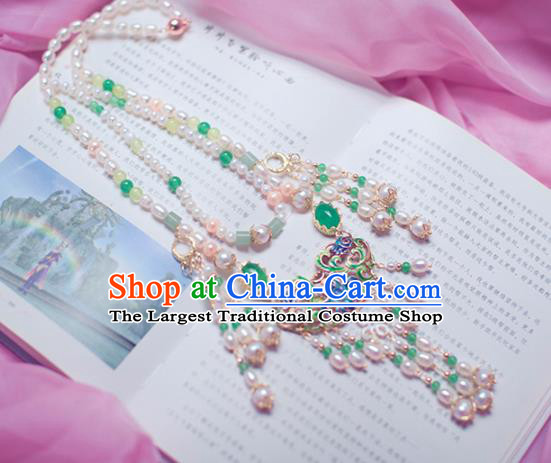 Traditional Chinese Hanfu Tang Dynasty Pearls Necklace Ancient Princess Necklet Accessories for Women