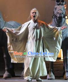 Chinese Drama Shang Yang White Clothing Stage Performance Dance Costume for Men