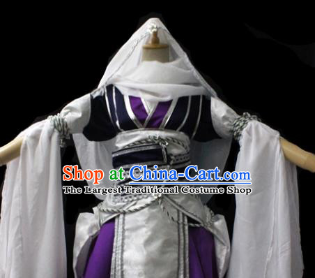 Chinese Cosplay Fairy Princess Purple Short Dress Ancient Female Swordsman Knight Costume for Women