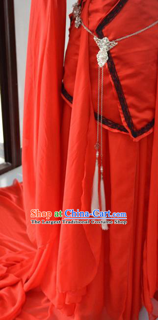 Chinese Cosplay Goddess Fairy Princess Red Dress Ancient Female Swordsman Knight Costume for Women