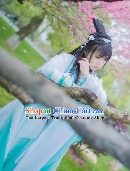Chinese Cosplay Princess Green Dress Ancient Female Swordsman Knight Costume for Women