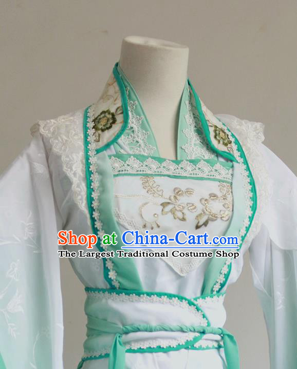 Chinese Cosplay Princess Green Dress Ancient Female Swordsman Knight Costume for Women