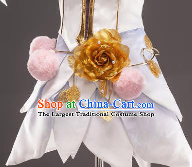 Top Grade Cosplay Fairy Princess White Dress Halloween Fancy Ball Costumes for Women
