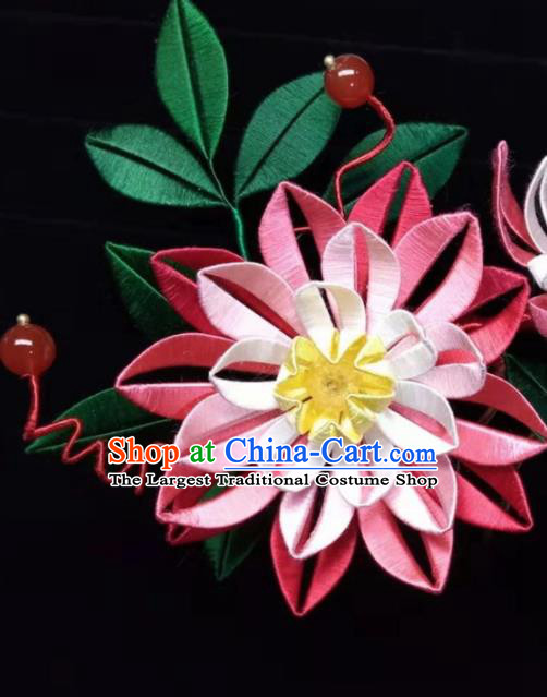 Traditional Chinese Hanfu Palace Pink Epiphyllum Hair Comb Hairpins Ancient Princess Hair Accessories for Women