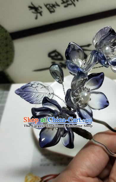 Traditional Chinese Hanfu Palace Purple Flowers Hairpins Ancient Princess Hair Accessories for Women