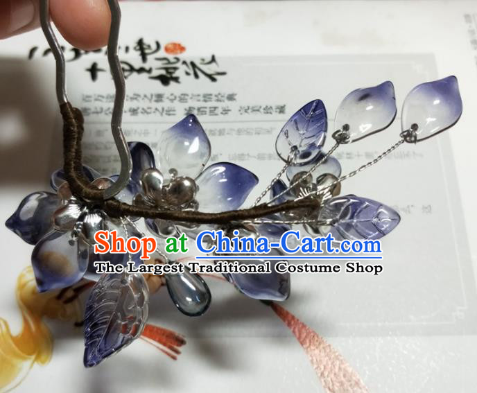 Traditional Chinese Hanfu Palace Purple Flowers Hairpins Ancient Princess Hair Accessories for Women