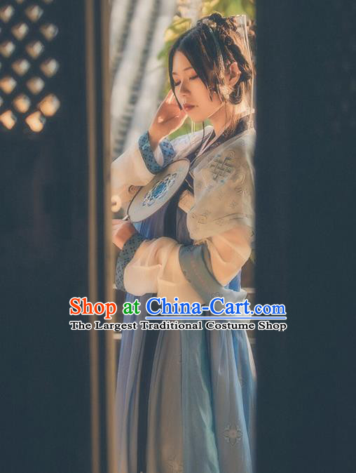 Traditional Chinese Cosplay Princess Blue Dress Ancient Court Lady Costume for Women