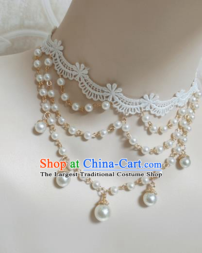 Top Grade Gothic White Lace Necklace Handmade Necklet Accessories for Women