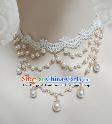 Top Grade Gothic White Lace Necklace Handmade Necklet Accessories for Women