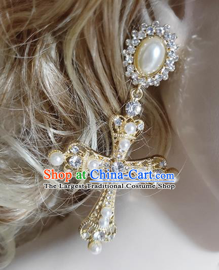 Top Grade Gothic Crystal Crucifix Earrings Handmade Ear Accessories for Women