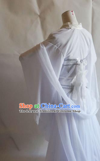 Traditional Chinese Cosplay Swordswoman White Dress Ancient Royal Princess Costume for Women