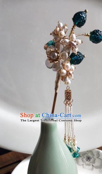 Traditional Chinese Hanfu Green Strawberry Pearls Hairpins Ancient Princess Hair Accessories for Women