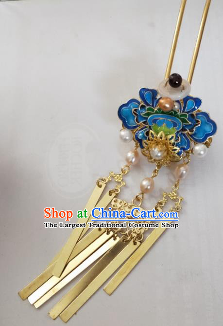 Traditional Chinese Hanfu Palace Blueing Hairpins Ancient Princess Hair Accessories for Women