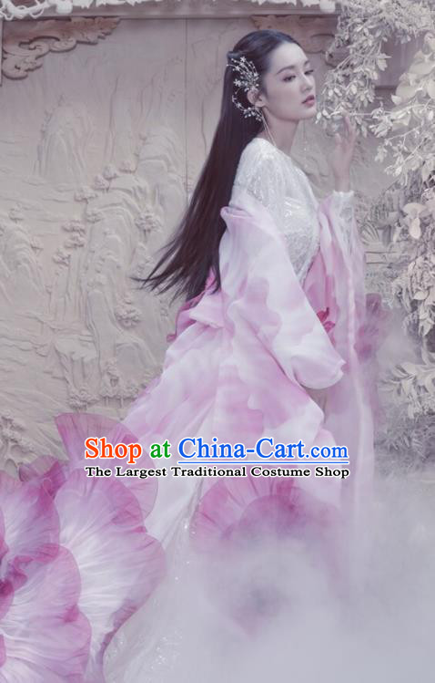 Ancient Chinese Court Princess White Hanfu Dress Drama Fights Break Sphere Costumes for Women