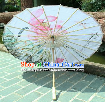Handmade Chinese Classical Dance Printing Pink Lotus Paper Umbrella Traditional Cosplay Decoration Umbrellas