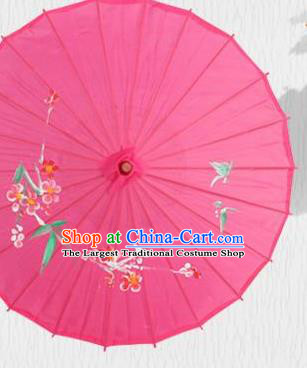Handmade Chinese Printing Flowers Butterfly Rosy Silk Umbrella Traditional Classical Dance Decoration Umbrellas