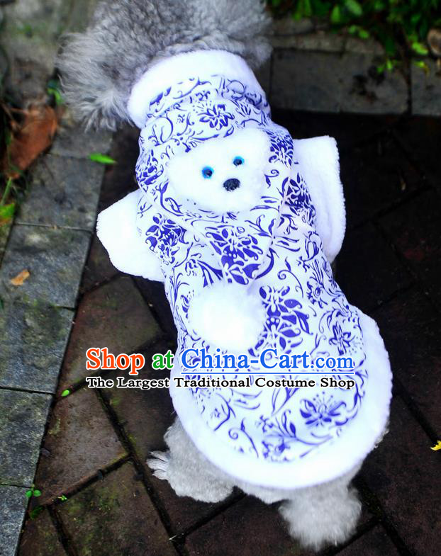 Traditional Asian Chinese Pets Clothing Dog Winter White Costumes for New Year