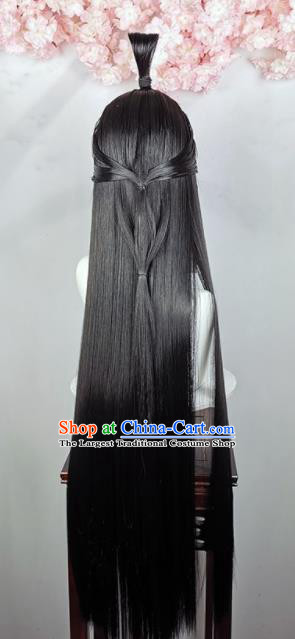 Traditional Chinese Cosplay Swordsman Wigs Sheath Ancient Taoist Chignon for Men