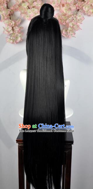 Traditional Chinese Cosplay Swordsman Wigs Sheath Ancient Taoist Prince Chignon for Men