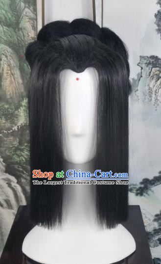 Traditional Chinese Cosplay Goddess Female Swordsman Black Wigs Sheath Ancient Princess Chignon for Women