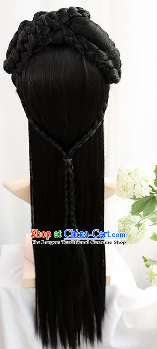 Traditional Chinese Cosplay Ming Dynasty Princess Goddess Wigs Sheath Ancient Nobility Lady Chignon for Women