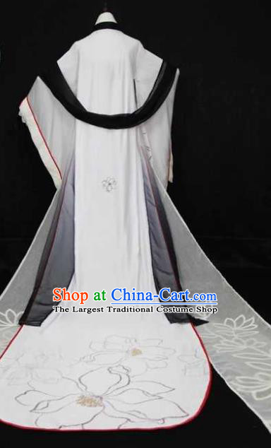 Traditional Chinese Cosplay Court Queen White Dress Ancient Drama Fairy Princess Costumes for Women