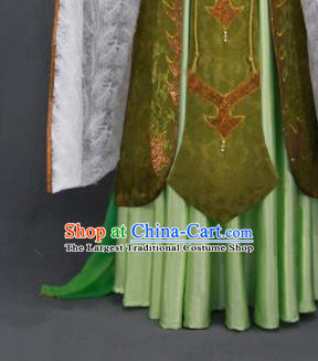 Traditional Chinese Cosplay Goddess Queen Green Dress Ancient Drama Female Swordsman Costumes for Women
