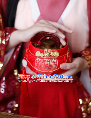 Traditional Chinese Ancient Termofor Cover Embroidered Red Brocade Bag