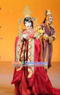 Chinese Zhaojun Chu Sai Ancient Han Dynasty Imperial Consort Red Dress Stage Performance Dance Costume and Headpiece for Women