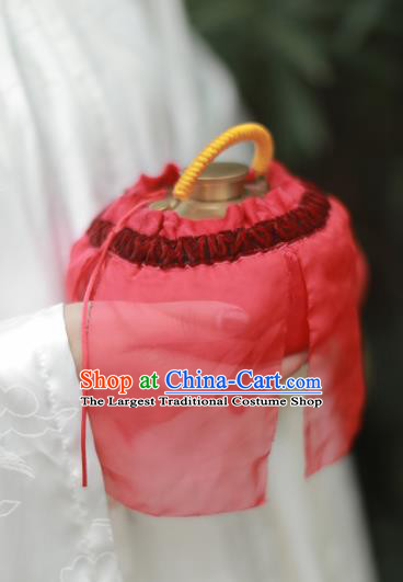 Traditional Chinese Ancient Termofor Cover Embroidered Red Veil Bag